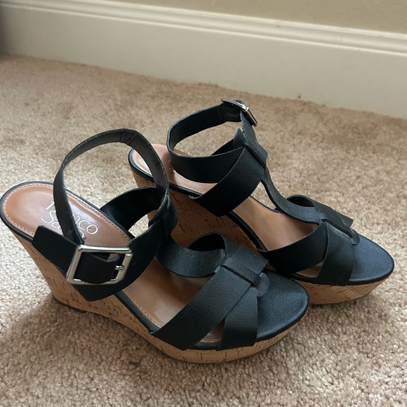 Franco Sarto Shoes - Franco Sarto Black Strappy Wedges